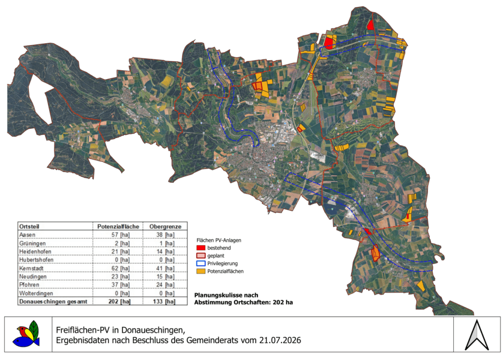 Gemeinderat beschließt Planung von Potenzialflächen für Freiflächen-Photovoltaikanlagen